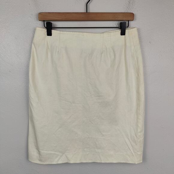 Vintage Y2K Michael Michael Kors Leather Swivel Lock Skirt Womens 6 Cream Preppy - Picture 7 of 11